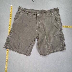 Kuhl Cargo Shorts Mens 38 Green Cotton Nylon Outdoor Hiking Vintage Patina Dye